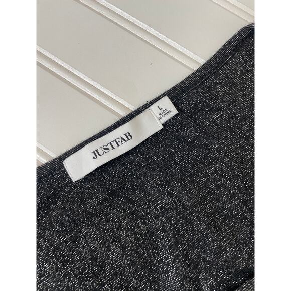 NWT JastFab Long Sleeve Ruched Metallic Mini Bodycon Dress Party Cocktail Size L - Picture 6 of 8